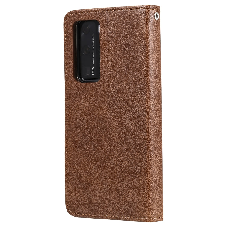 For Huawei P40 Lite 2 in 1 Solid Color Detachable PU Leather Case with Card Slots & Magnetic Holder & Photo Frame & Wallet & Strap