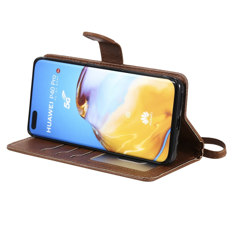 For Huawei P40 Lite 2 in 1 Solid Color Detachable PU Leather Case with Card Slots & Magnetic Holder & Photo Frame & Wallet & Strap