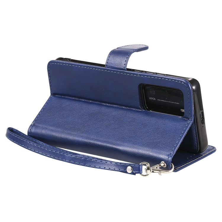 For Huawei P40 Lite 2 in 1 Solid Color Detachable PU Leather Case with Card Slots & Magnetic Holder & Photo Frame & Wallet & Strap