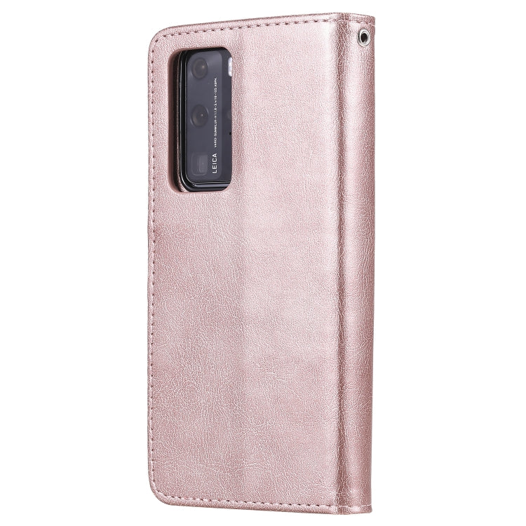 For Huawei P40 Lite 2 in 1 Solid Color Detachable PU Leather Case with Card Slots & Magnetic Holder & Photo Frame & Wallet & Strap