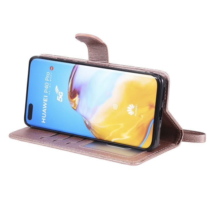 For Huawei P40 Lite 2 in 1 Solid Color Detachable PU Leather Case with Card Slots & Magnetic Holder & Photo Frame & Wallet & Strap