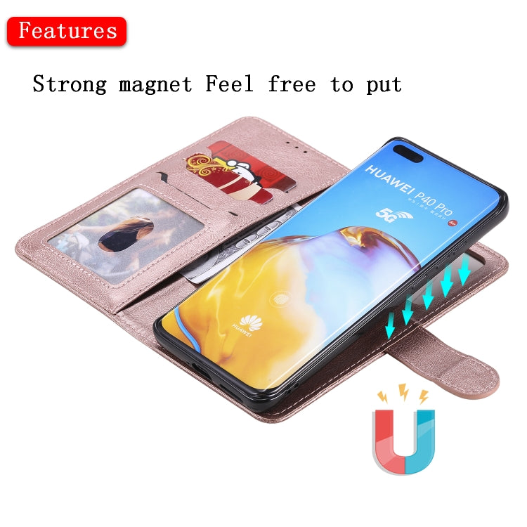 For Huawei P40 Lite 2 in 1 Solid Color Detachable PU Leather Case with Card Slots & Magnetic Holder & Photo Frame & Wallet & Strap