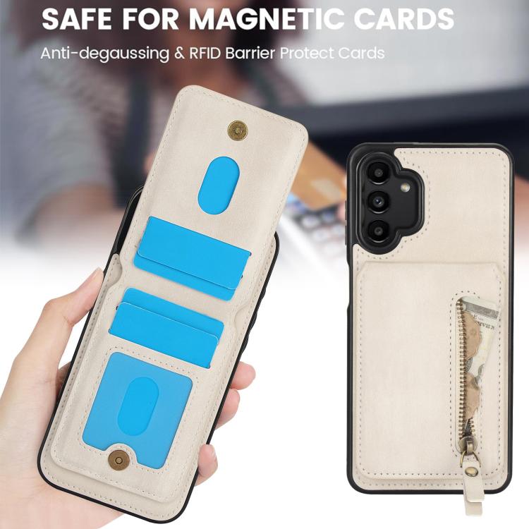 For Samsung Galaxy A13 4G / 5G Zipper Wallet Split MagSafe Leather Back Phone Case