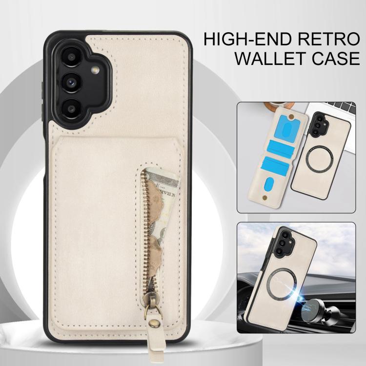 For Samsung Galaxy A13 4G / 5G Zipper Wallet Split MagSafe Leather Back Phone Case