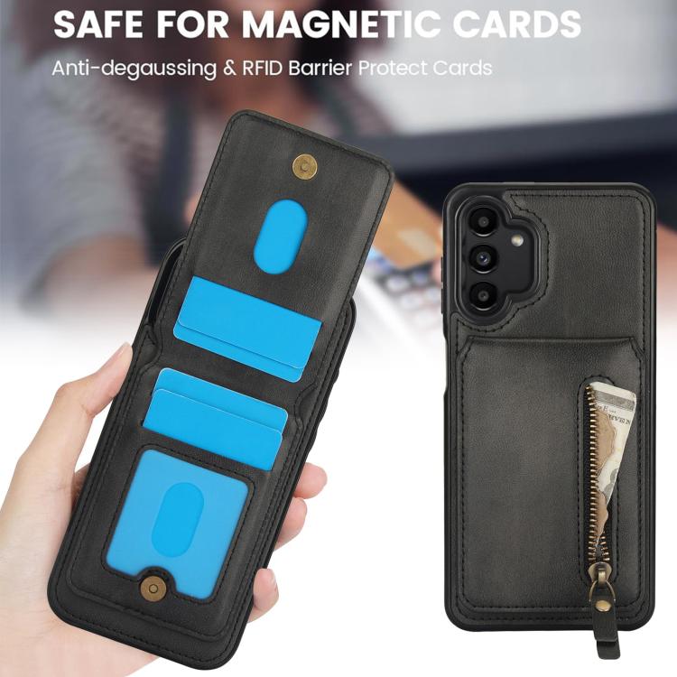 For Samsung Galaxy A13 4G / 5G Zipper Wallet Split MagSafe Leather Back Phone Case