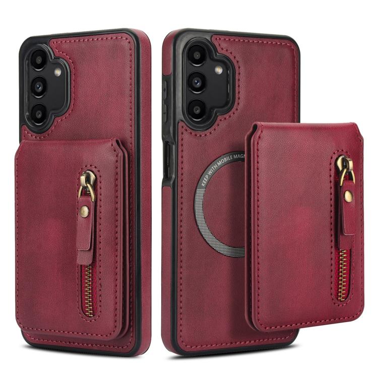 For Samsung Galaxy A13 4G / 5G Zipper Wallet Split MagSafe Leather Back Phone Case