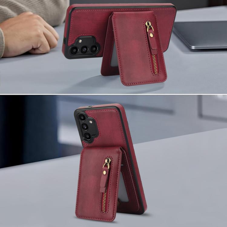 For Samsung Galaxy A13 4G / 5G Zipper Wallet Split MagSafe Leather Back Phone Case