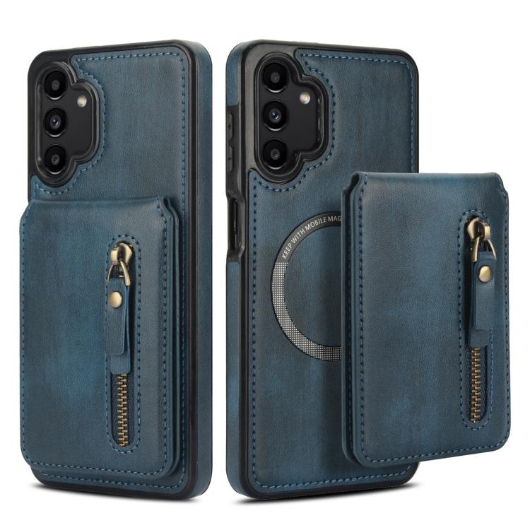 For Samsung Galaxy A13 4G / 5G Zipper Wallet Split MagSafe Leather Back Phone Case