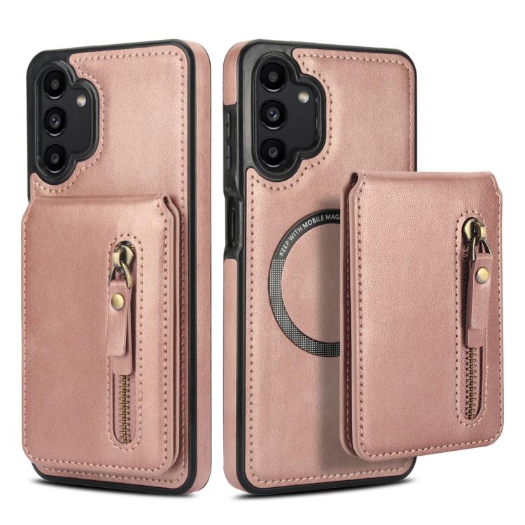 For Samsung Galaxy A13 4G / 5G Zipper Wallet Split MagSafe Leather Back Phone Case