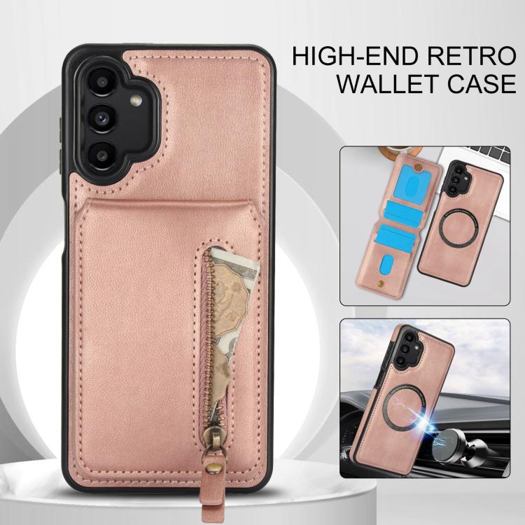 For Samsung Galaxy A13 4G / 5G Zipper Wallet Split MagSafe Leather Back Phone Case