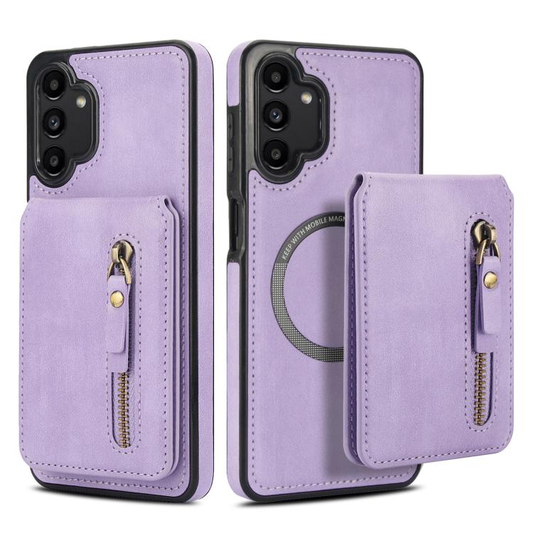 For Samsung Galaxy A13 4G / 5G Zipper Wallet Split MagSafe Leather Back Phone Case