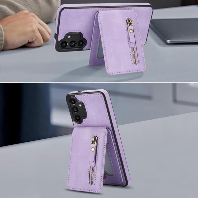 For Samsung Galaxy A13 4G / 5G Zipper Wallet Split MagSafe Leather Back Phone Case