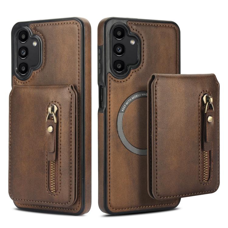 For Samsung Galaxy A13 4G / 5G Zipper Wallet Split MagSafe Leather Back Phone Case