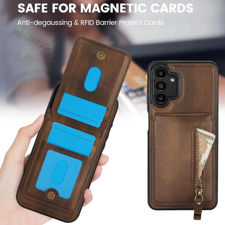 For Samsung Galaxy A13 4G / 5G Zipper Wallet Split MagSafe Leather Back Phone Case