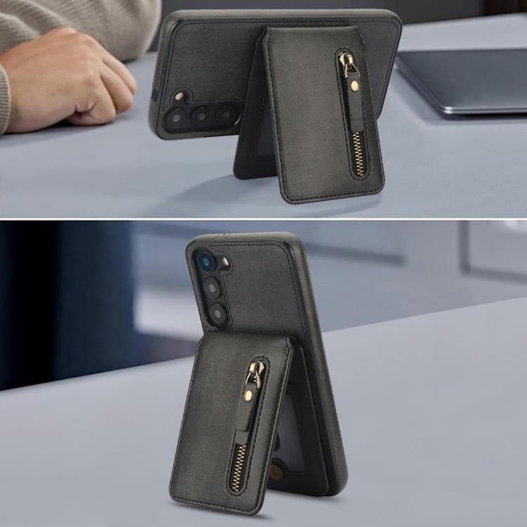 For Samsung Galaxy A14 4G / 5G Zipper Wallet Split MagSafe Leather Back Phone Case
