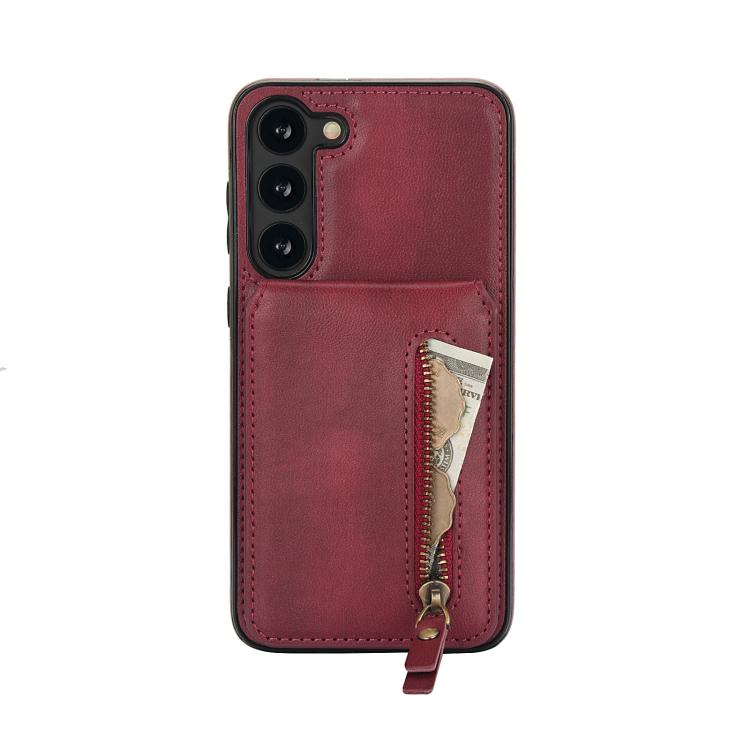 For Samsung Galaxy A14 4G / 5G Zipper Wallet Split MagSafe Leather Back Phone Case