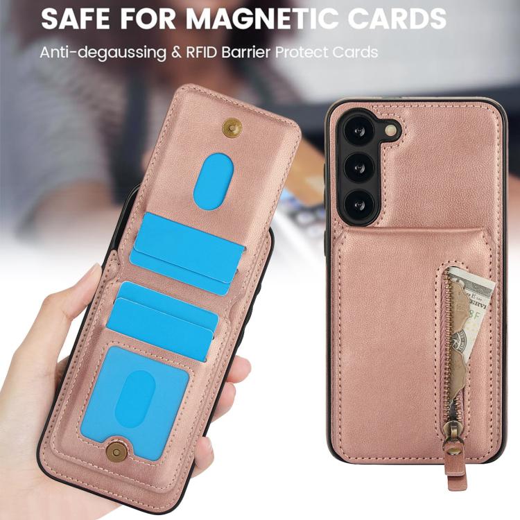 For Samsung Galaxy A14 4G / 5G Zipper Wallet Split MagSafe Leather Back Phone Case