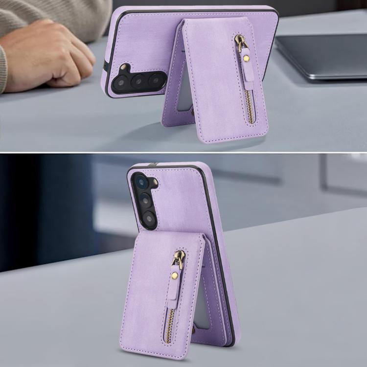 For Samsung Galaxy A14 4G / 5G Zipper Wallet Split MagSafe Leather Back Phone Case