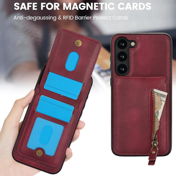 For Samsung Galaxy A54 5G Zipper Wallet Split MagSafe Leather Back Phone Case
