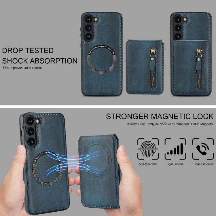 For Samsung Galaxy A54 5G Zipper Wallet Split MagSafe Leather Back Phone Case