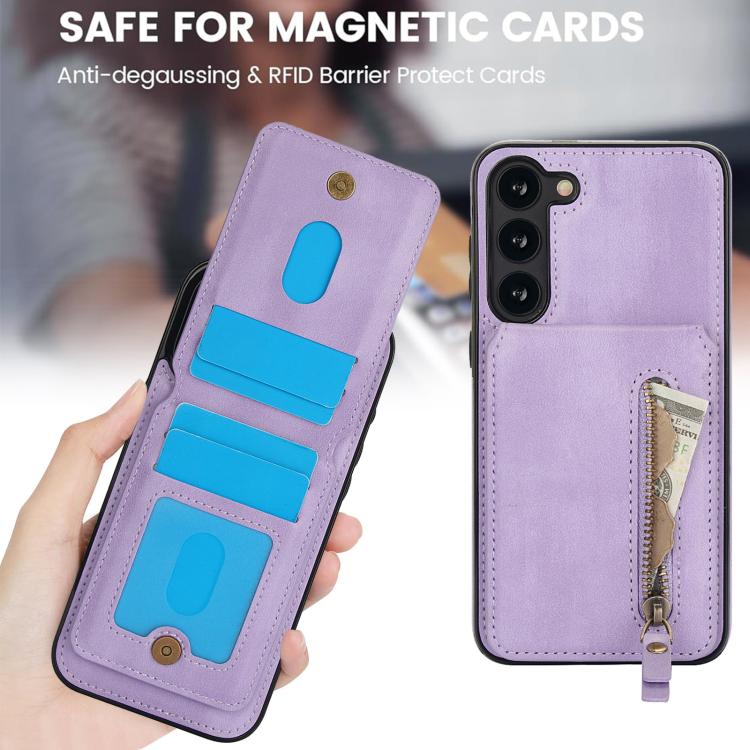 For Samsung Galaxy A54 5G Zipper Wallet Split MagSafe Leather Back Phone Case