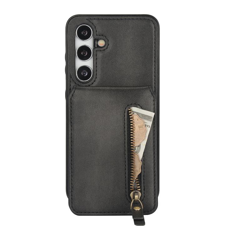 For Samsung Galaxy A15 4G / 5G Zipper Wallet Split MagSafe Leather Back Phone Case