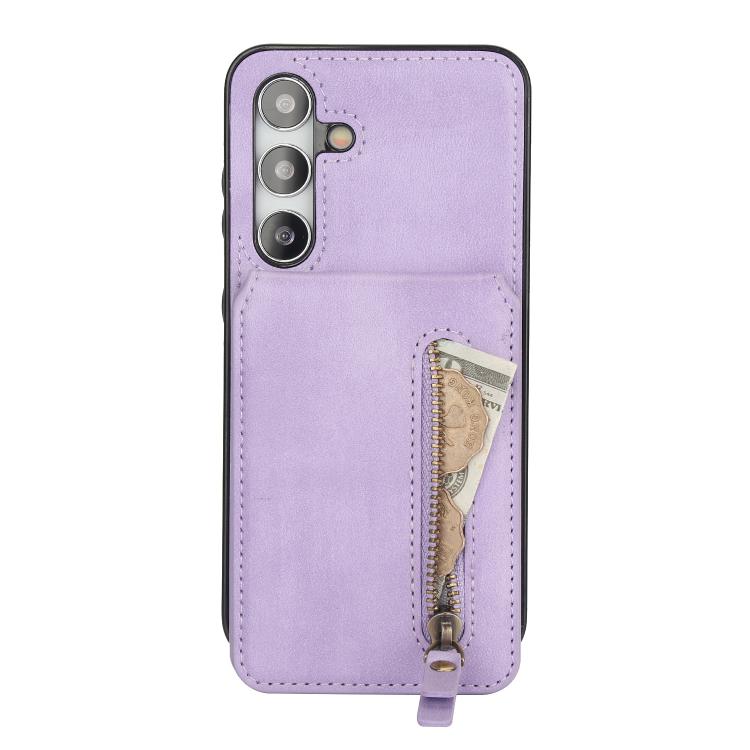 For Samsung Galaxy A15 4G / 5G Zipper Wallet Split MagSafe Leather Back Phone Case