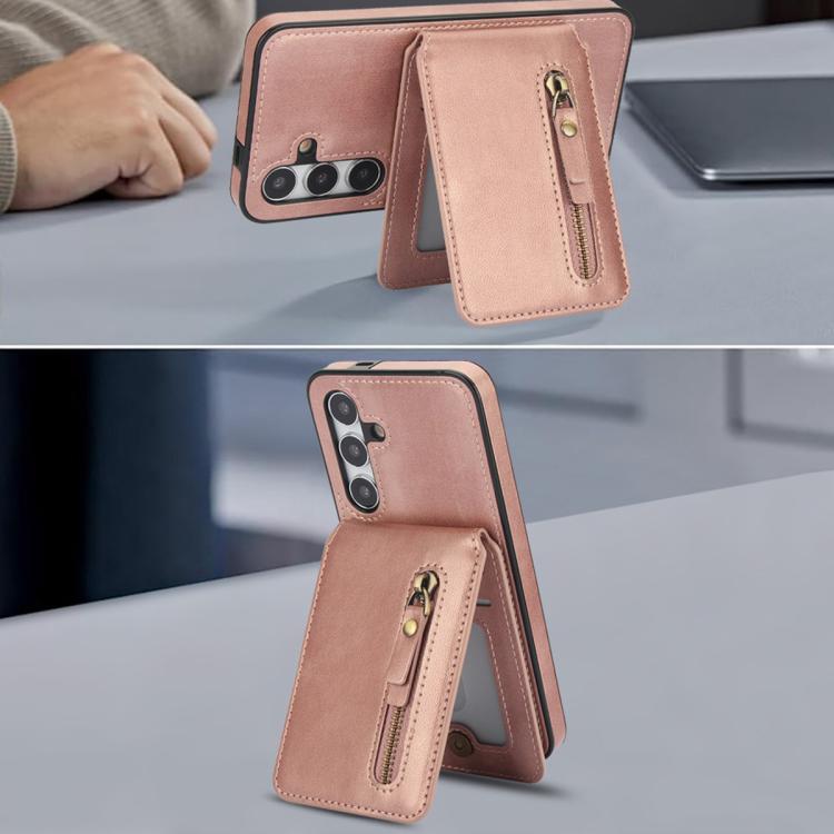 For Samsung Galaxy A55 5G Zipper Wallet Split MagSafe Leather Back Phone Case
