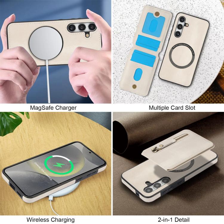 For Samsung Galaxy A35 5G Zipper Wallet Split MagSafe Leather Back Phone Case