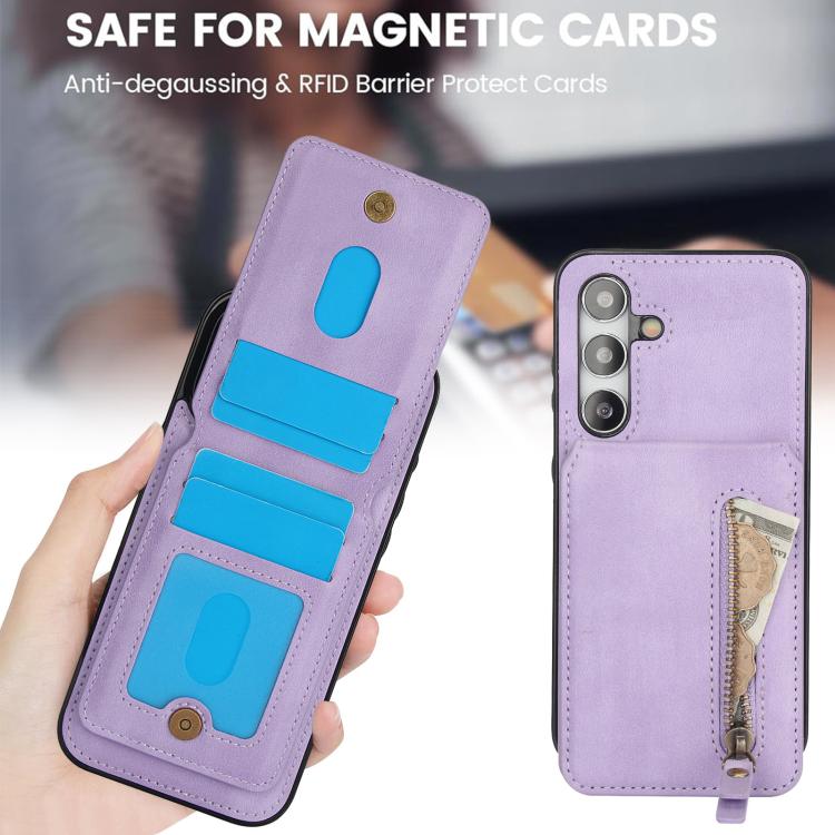 For Samsung Galaxy A35 5G Zipper Wallet Split MagSafe Leather Back Phone Case