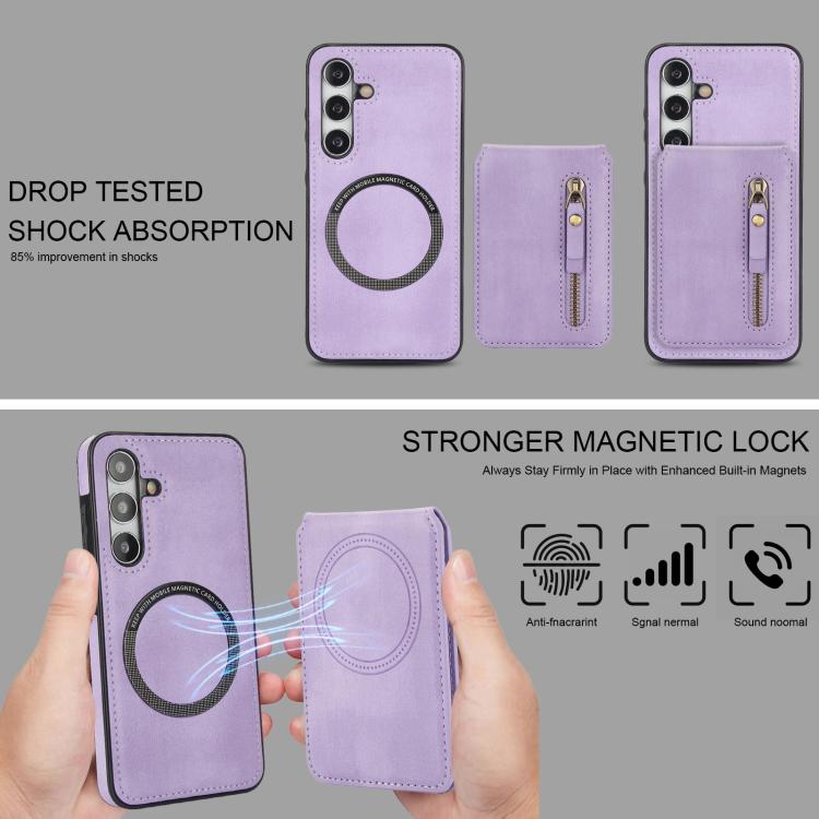 For Samsung Galaxy A35 5G Zipper Wallet Split MagSafe Leather Back Phone Case