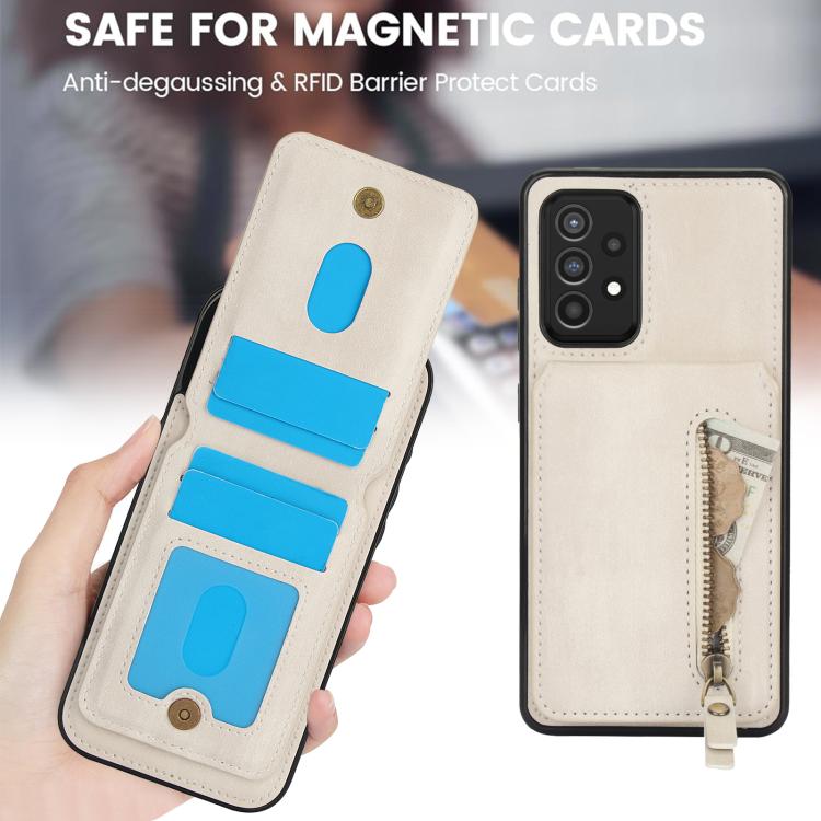 For Samsung Galaxy A52 4G / 5G Zipper Wallet Split MagSafe Leather Back Phone Case