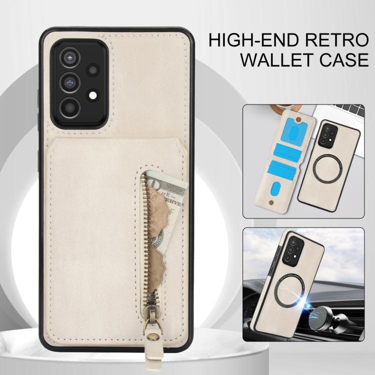 For Samsung Galaxy A52 4G / 5G Zipper Wallet Split MagSafe Leather Back Phone Case