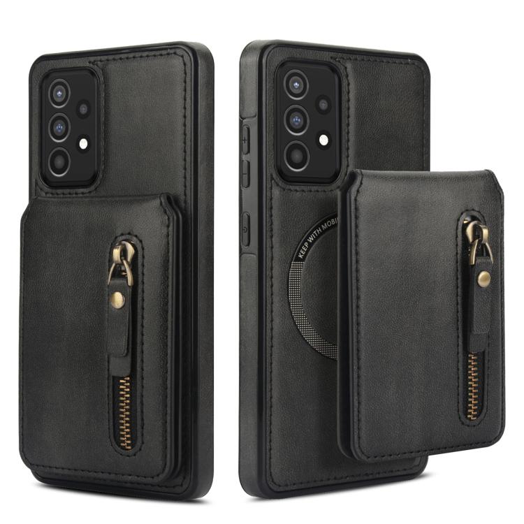 For Samsung Galaxy A52 4G / 5G Zipper Wallet Split MagSafe Leather Back Phone Case