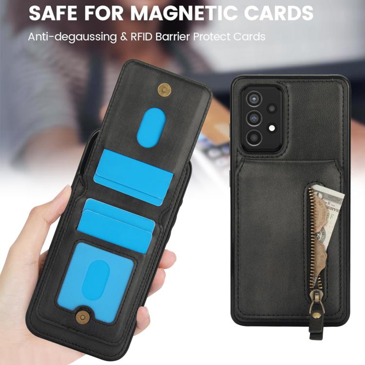 For Samsung Galaxy A52 4G / 5G Zipper Wallet Split MagSafe Leather Back Phone Case