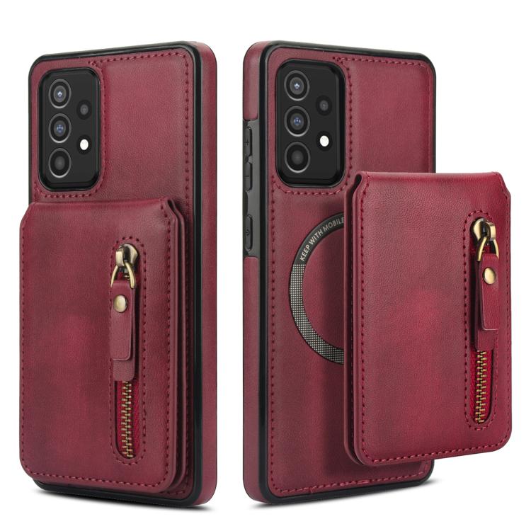 For Samsung Galaxy A52 4G / 5G Zipper Wallet Split MagSafe Leather Back Phone Case