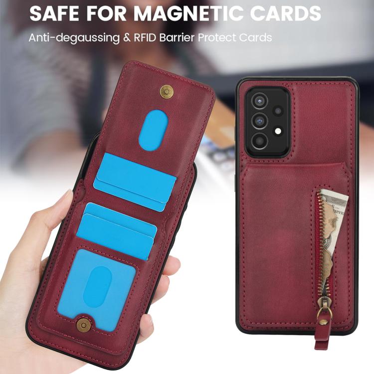 For Samsung Galaxy A52 4G / 5G Zipper Wallet Split MagSafe Leather Back Phone Case
