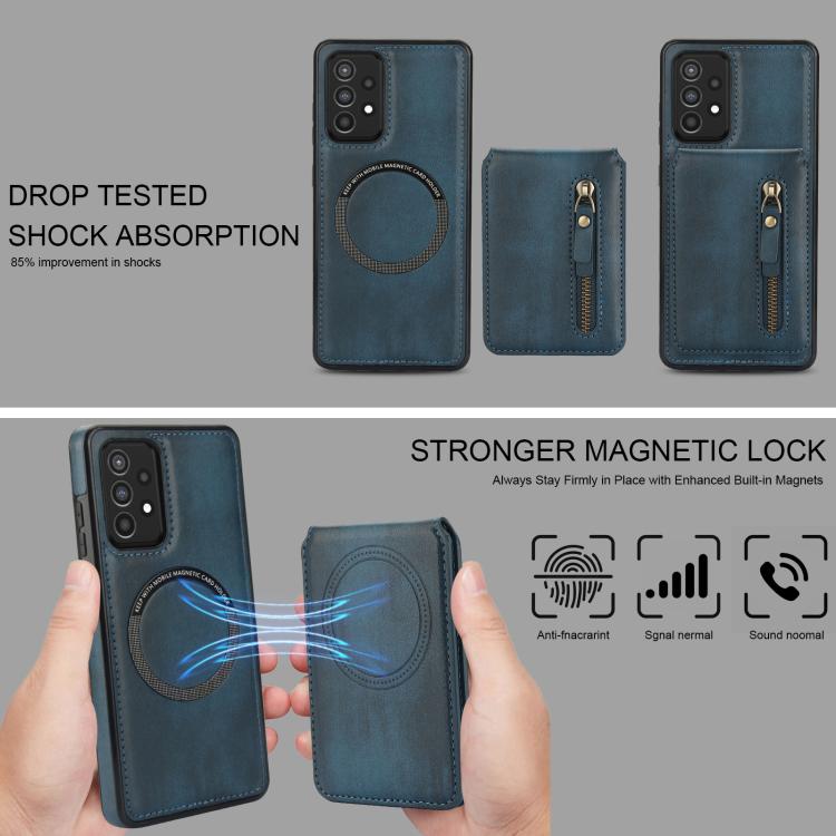 For Samsung Galaxy A52 4G / 5G Zipper Wallet Split MagSafe Leather Back Phone Case