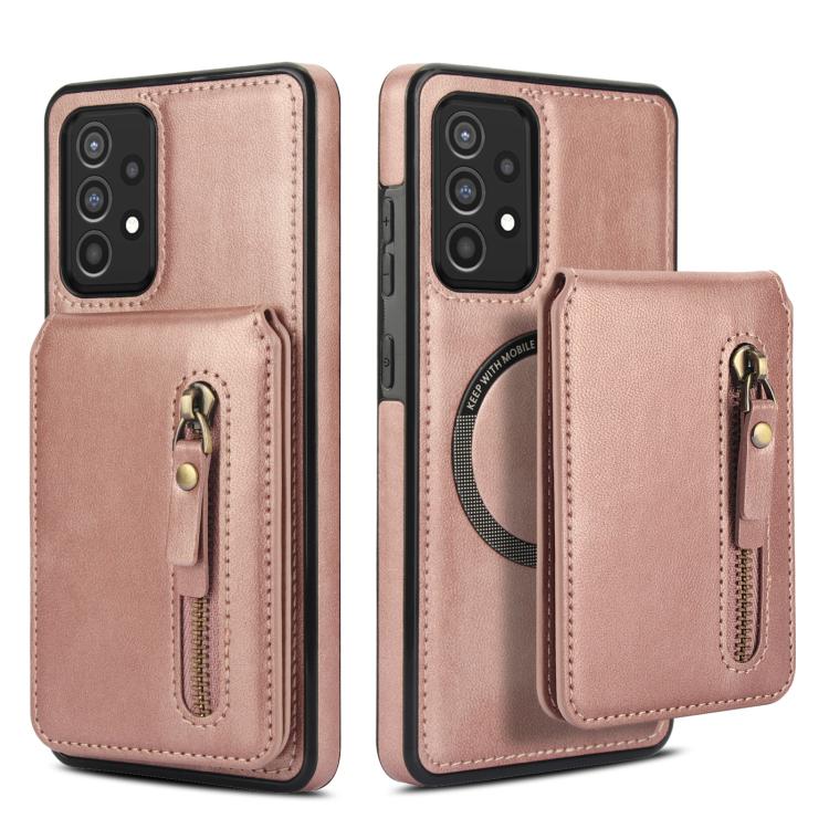 For Samsung Galaxy A52 4G / 5G Zipper Wallet Split MagSafe Leather Back Phone Case
