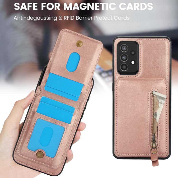 For Samsung Galaxy A52 4G / 5G Zipper Wallet Split MagSafe Leather Back Phone Case