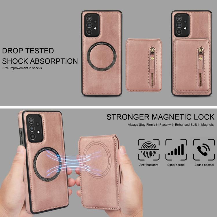 For Samsung Galaxy A52 4G / 5G Zipper Wallet Split MagSafe Leather Back Phone Case