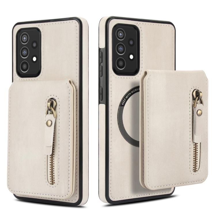 For Samsung Galaxy A72 4G / 5G Zipper Wallet Split MagSafe Leather Back Phone Case