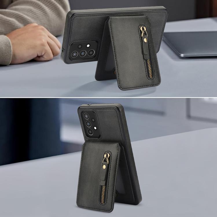 For Samsung Galaxy A72 4G / 5G Zipper Wallet Split MagSafe Leather Back Phone Case