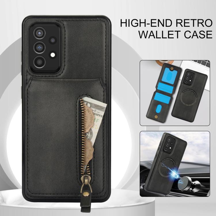 For Samsung Galaxy A72 4G / 5G Zipper Wallet Split MagSafe Leather Back Phone Case