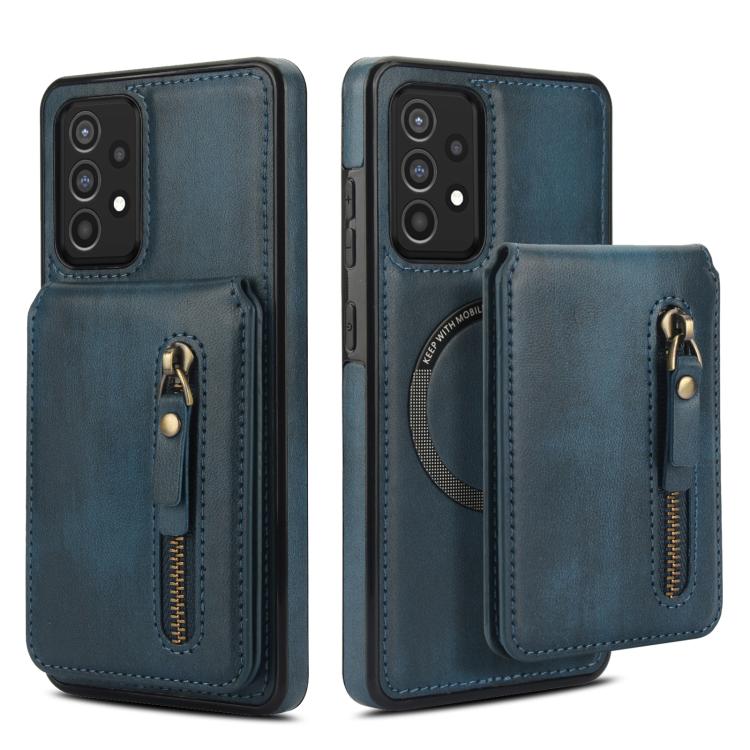 For Samsung Galaxy A72 4G / 5G Zipper Wallet Split MagSafe Leather Back Phone Case
