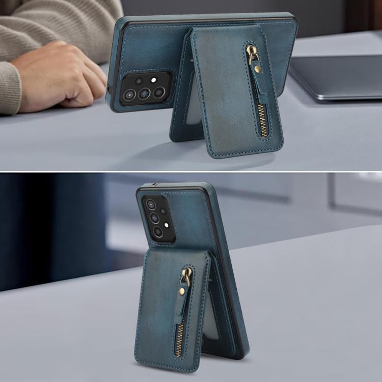 For Samsung Galaxy A72 4G / 5G Zipper Wallet Split MagSafe Leather Back Phone Case