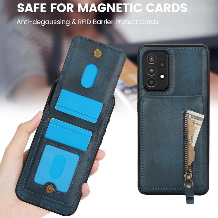 For Samsung Galaxy A72 4G / 5G Zipper Wallet Split MagSafe Leather Back Phone Case