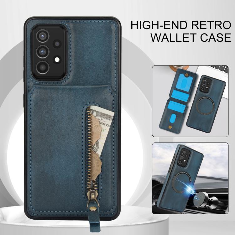For Samsung Galaxy A72 4G / 5G Zipper Wallet Split MagSafe Leather Back Phone Case