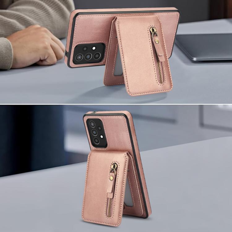 For Samsung Galaxy A72 4G / 5G Zipper Wallet Split MagSafe Leather Back Phone Case