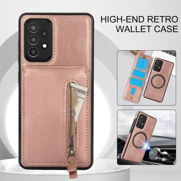 For Samsung Galaxy A72 4G / 5G Zipper Wallet Split MagSafe Leather Back Phone Case